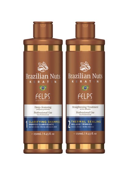 Professional Brazilian keratin duo bottles for smoothing porous, frizzy, curly hair
