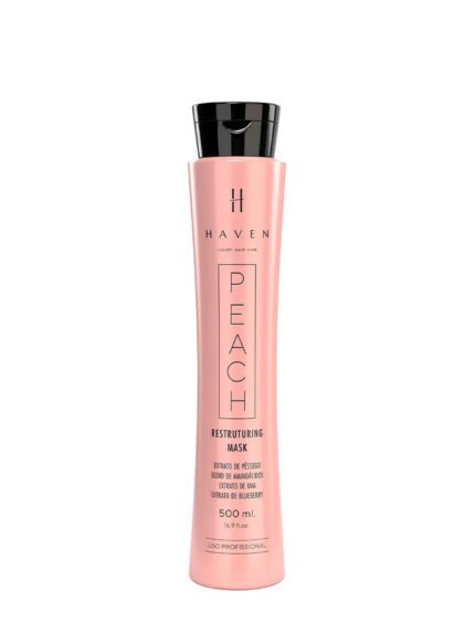 Soft straightening keratin treatment in a peach bottle for fragile, fine hair