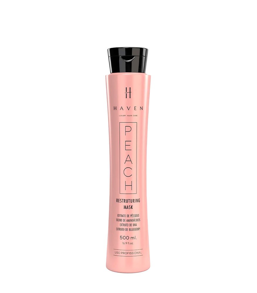 Soft straightening keratin treatment in a peach bottle for fragile, fine hair