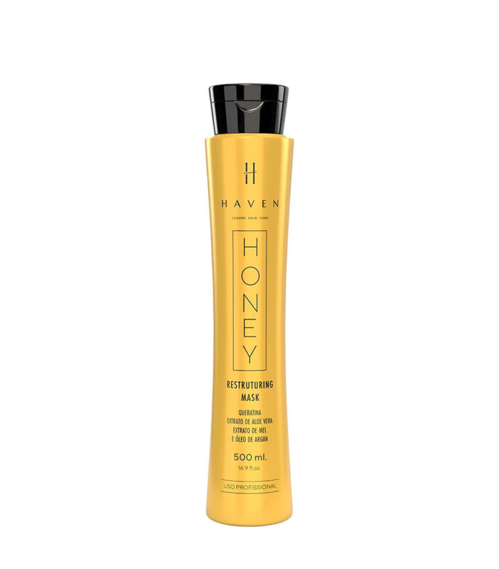 Honey keratin smoothing treatment bottle for damaged, fine to medium hair