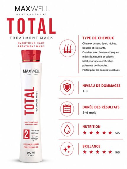 Bouteille de traitement lissant brésilien à la kératine pour cheveux denses et frisés