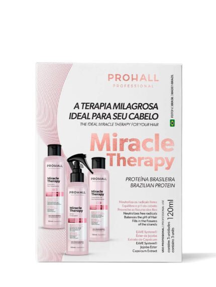 Three-step Brazilian restructuring kit with shampoo, treatment mask and finishing spray