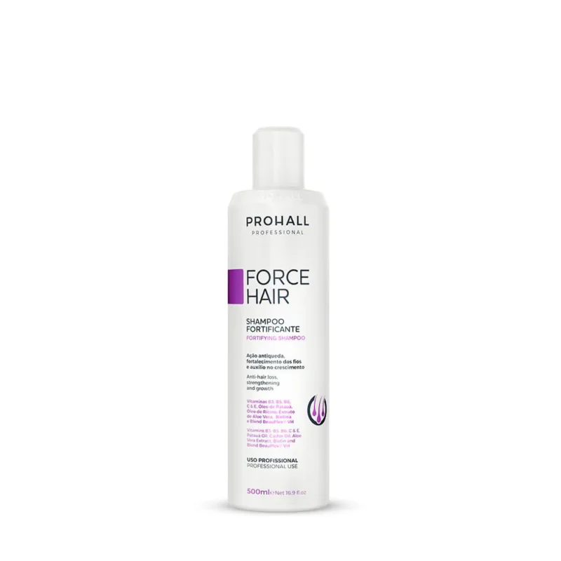 Bouteille de shampooing fortifiant pour cheveux affaiblis et cassants, 500 ml, de Prohall