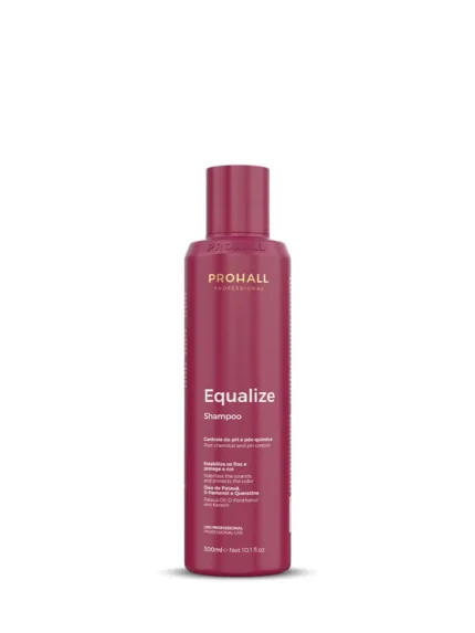 Flacon bordeaux de 300 ml de shampooing neutralisant Prohall Equalize pour cheveux traités chimiquement