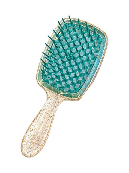Vented Detangle Hair Brush – Gold Glitter/Emerald