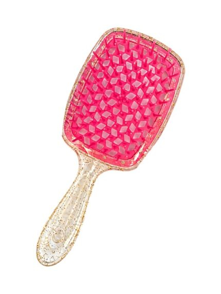 Vented Detangle Hair Brush – Gold Glitter/Fuchsia